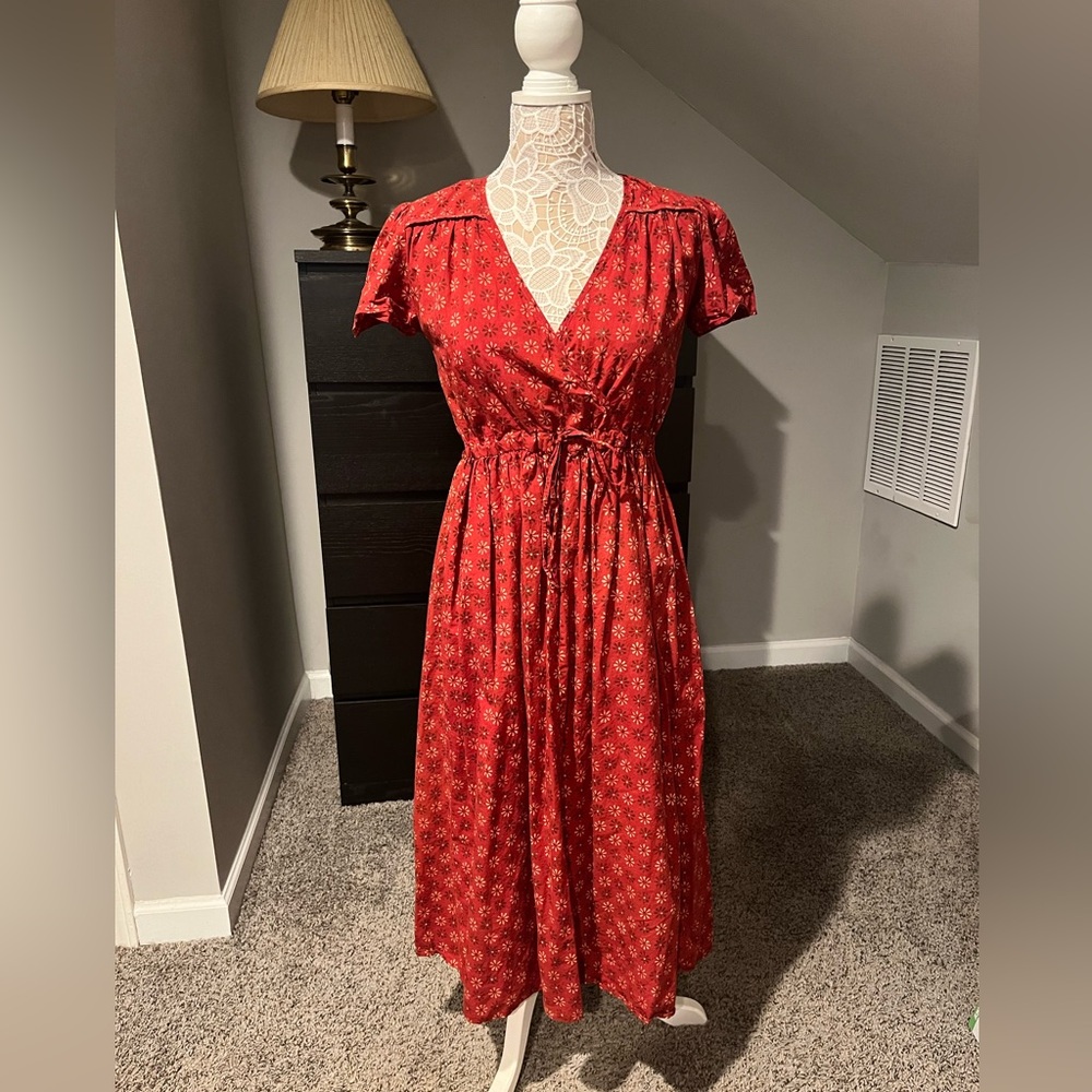 Christy Dawn Red Printed Dawn Dress size S